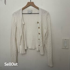 Pink Rose Women's XL Ivory Cable Knit Cardigan Sweater Long Sleeve